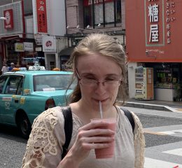 Sipping Dragon-Fruit Smoothie in Okinawa